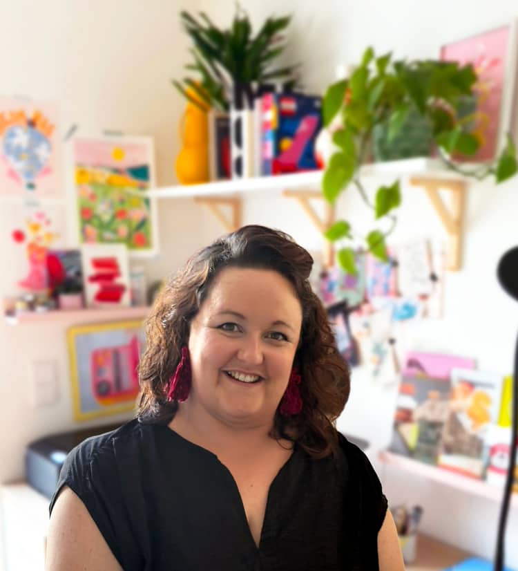 Barbora, the artist and illustrator behind Baroo Bloom, in her studio